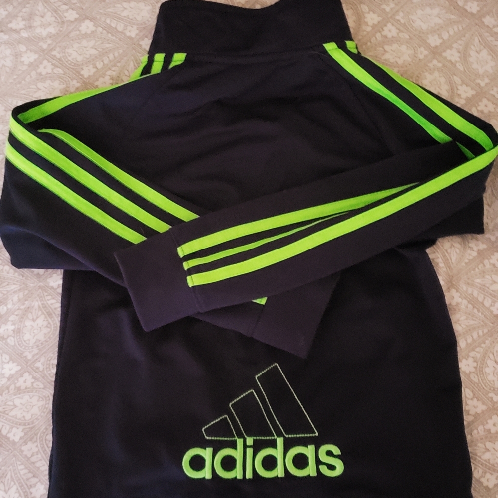 Addias Boys track jacket navy and green